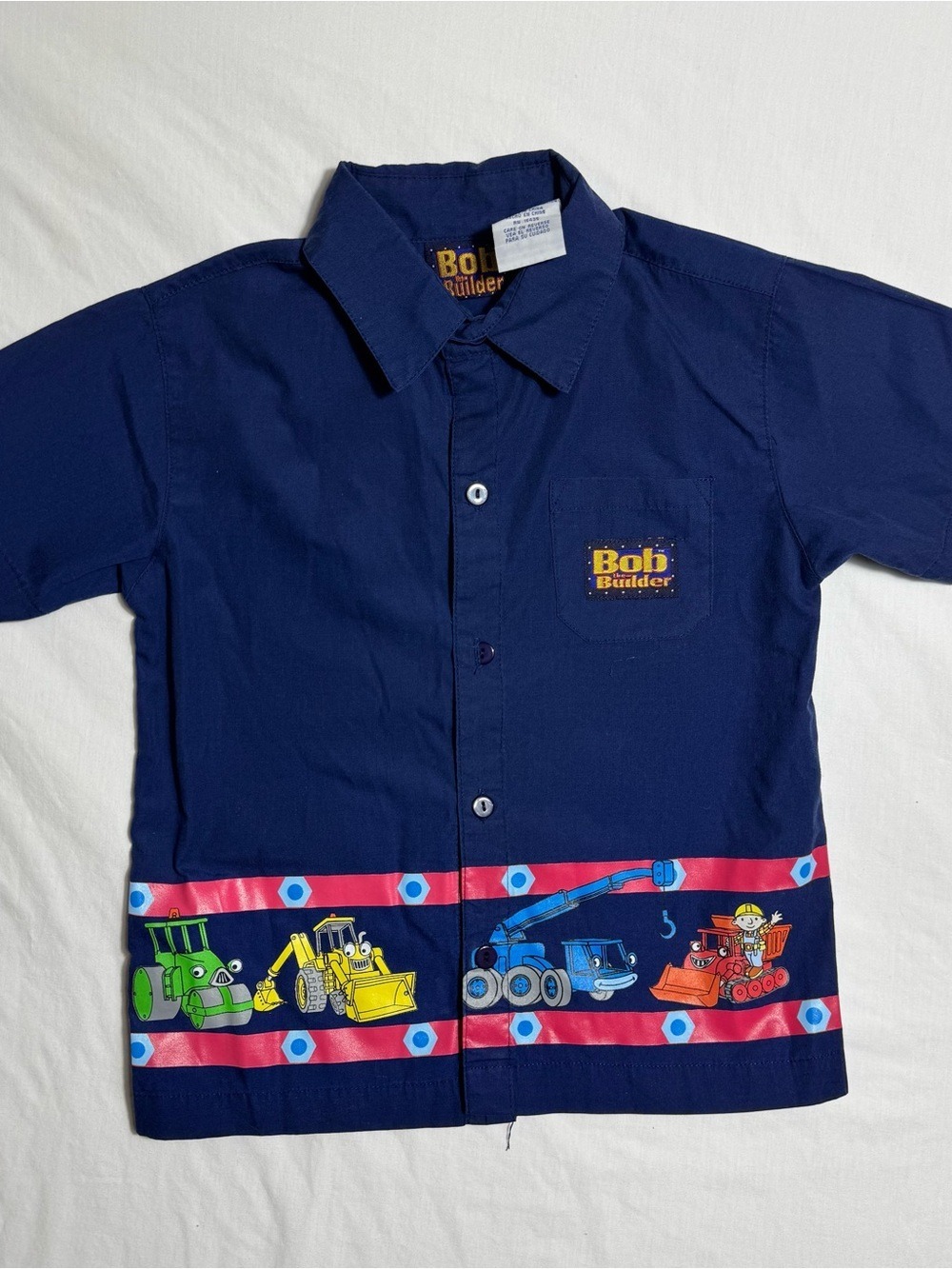 Vintage Y2K Bob the Builder Shirt Kids 5T Button Up Construction Characters